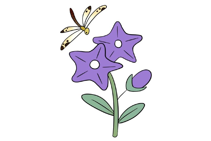 花朵简笔画大全 漂亮的紫色小花怎么画