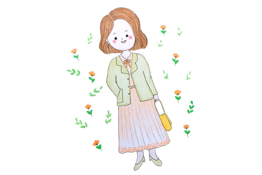 少女的春日穿搭简笔画图片