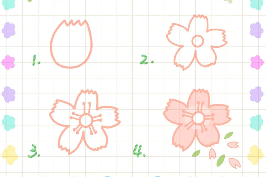 春天的花花 五种漂亮的小花简笔画画法步骤