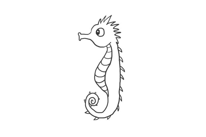 海洋生物海马简笔画怎么画