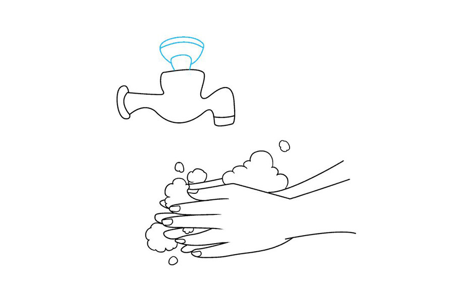 如何画洗手画