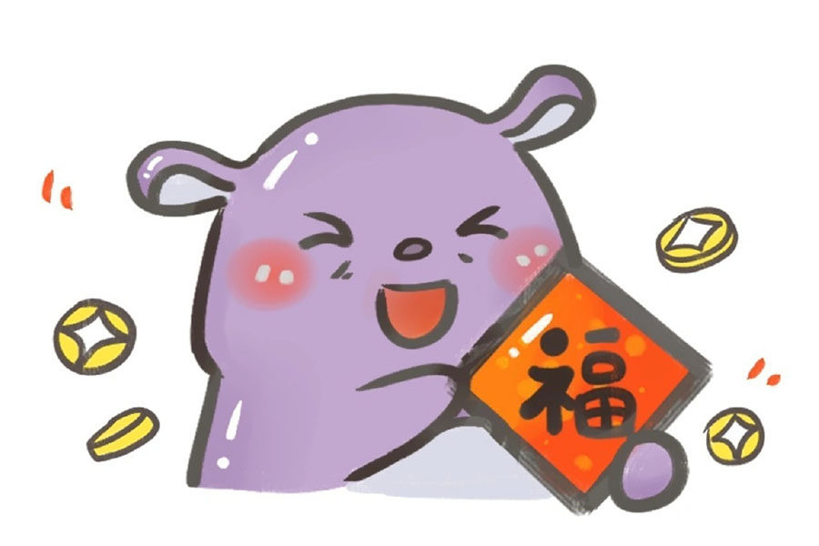 一组可爱的新年动物简笔画图片