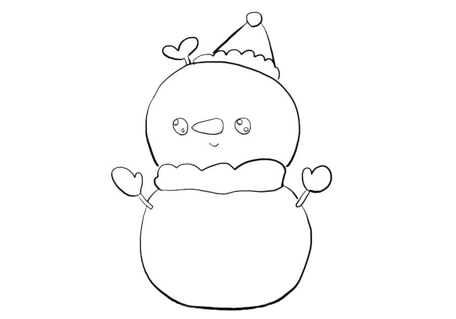 可爱的圣诞雪人简笔画画法步骤