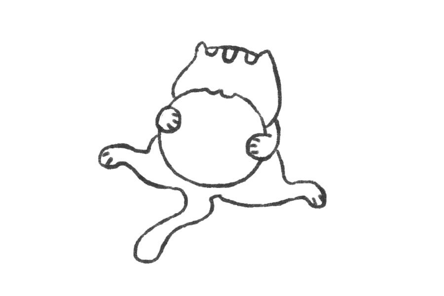 吃曲奇的小猫简笔画教程