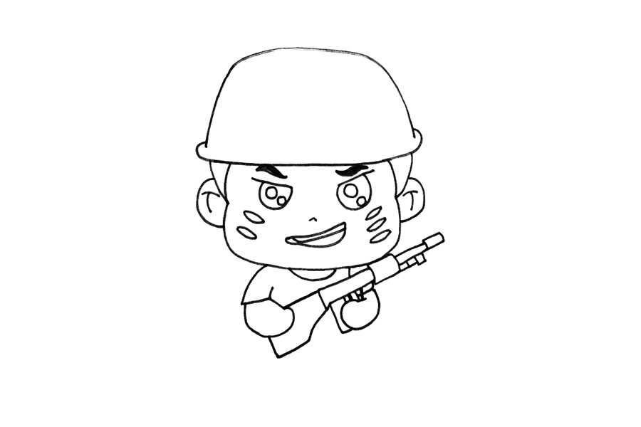 Q版士兵简笔画教程
