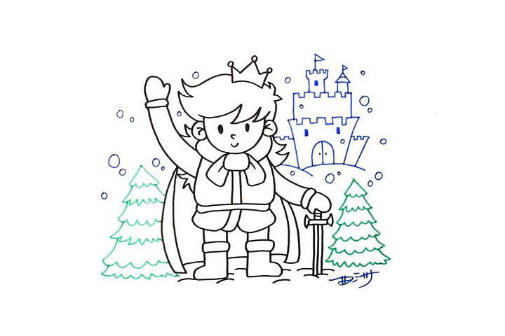 冰雪王国王子简笔画画法步骤
