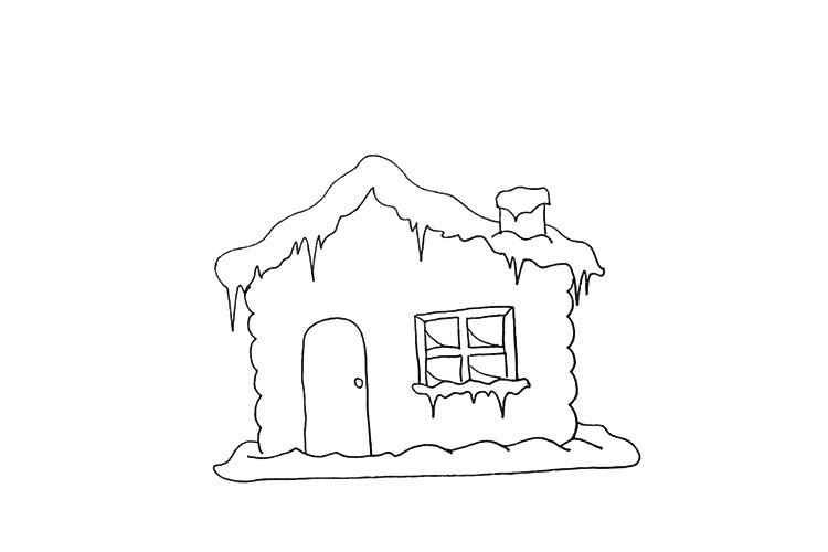 雪屋简笔画教程