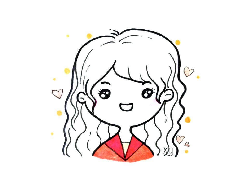 一组美女小头像简笔画图片