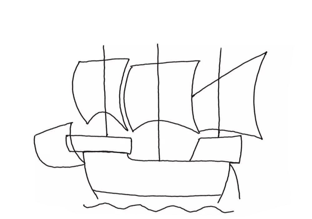 大帆船简笔画画法步骤