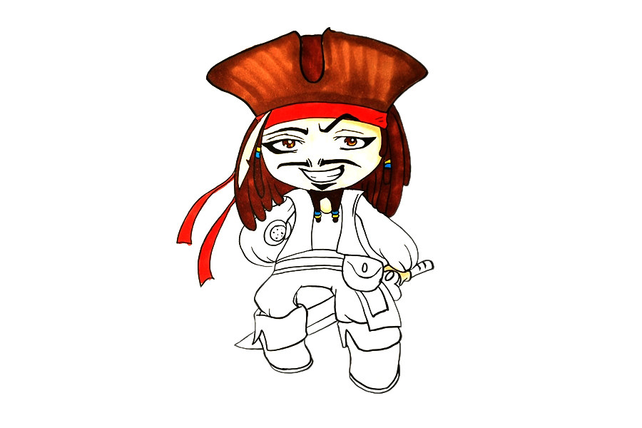 杰克船长简笔画画法步骤