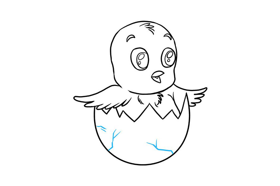 破壳的小鸡简笔画步骤