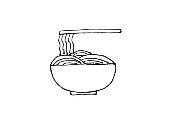 一碗面条简笔画画法步骤