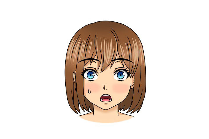 短发女孩惊讶表情的画法