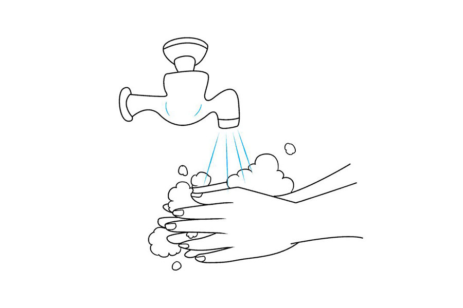 如何画洗手画