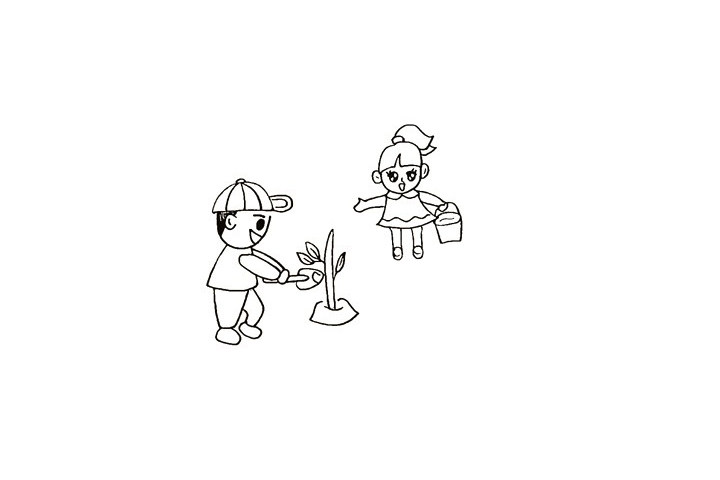 一起来植树吧植树节简笔画教程