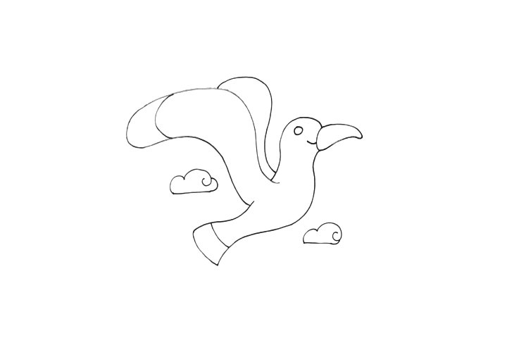 简单的海鸥简笔画画法步骤