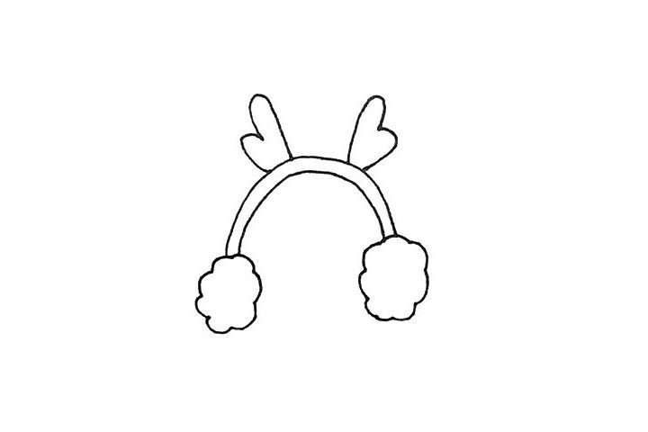 鹿角耳罩简笔画教程