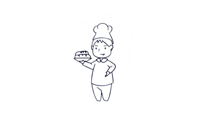 糕点师简笔画怎么画