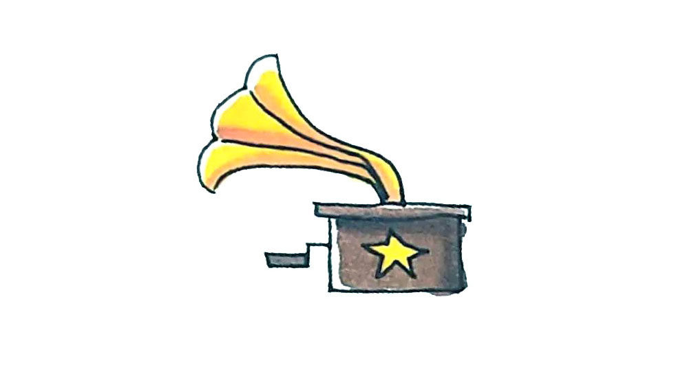 留声机简笔画画法步骤