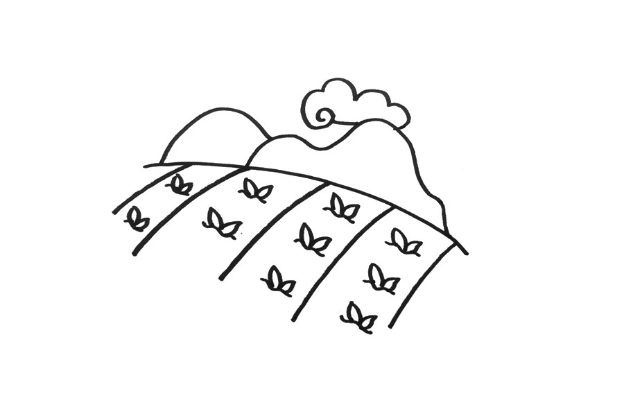 秋天郊外风景简笔画