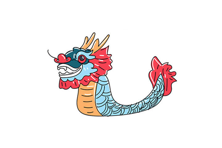 漂亮的端午节龙舟简笔画图片