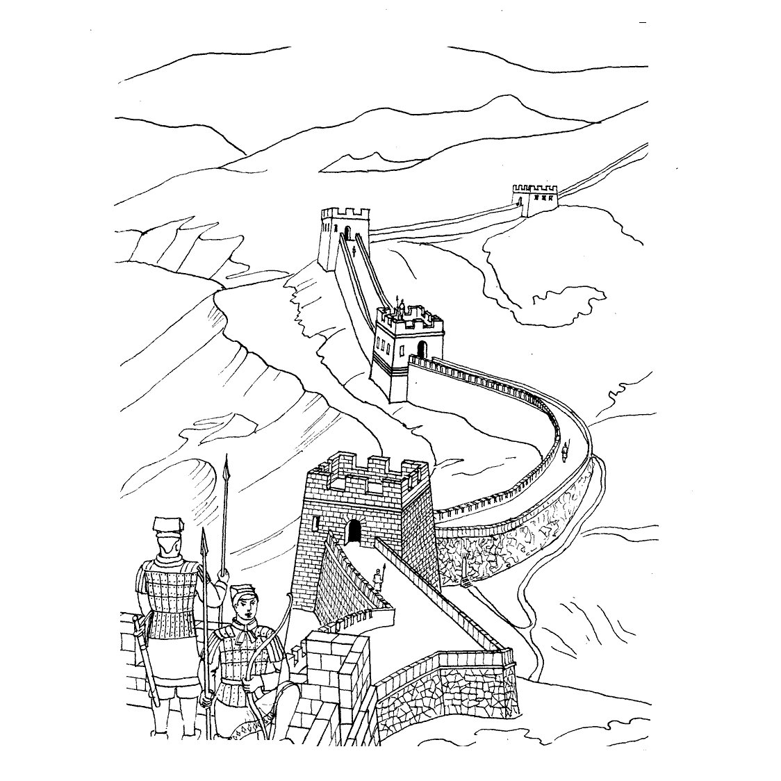 四张中国长城简笔画图片
