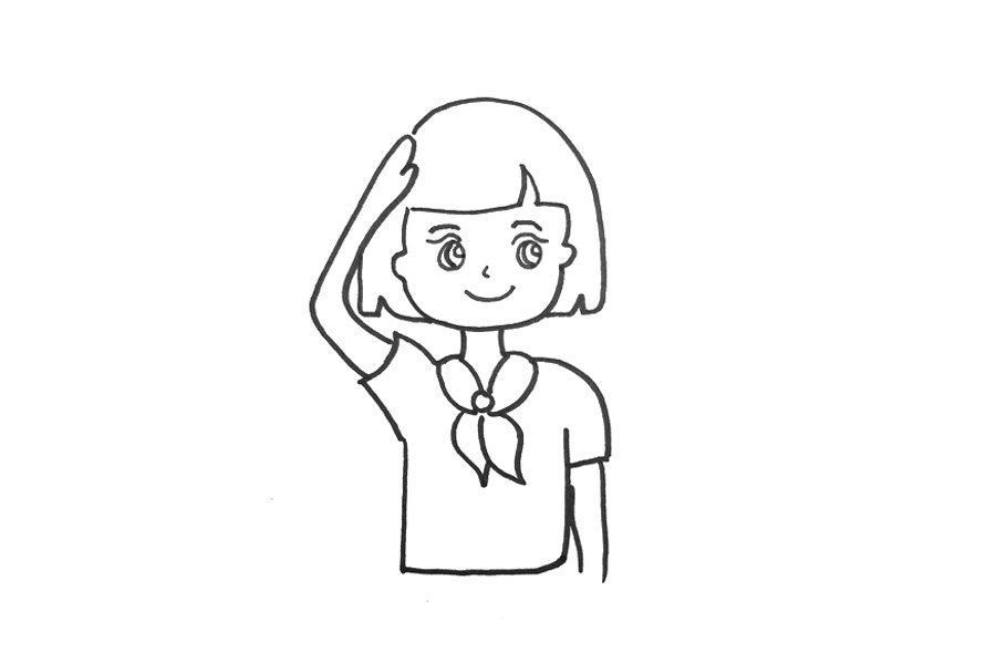少先队员敬礼怎么画