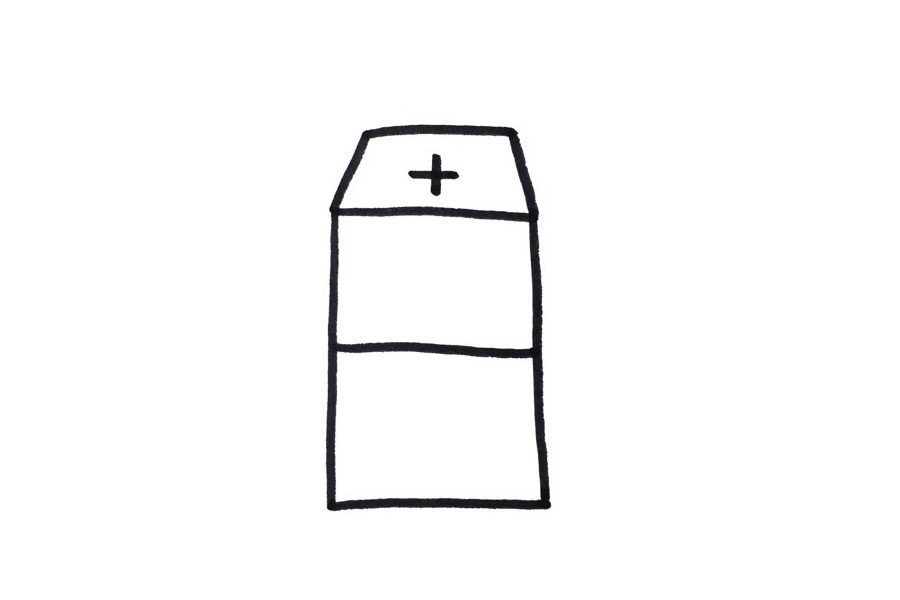 用字母“F”画一位戴口罩的医生