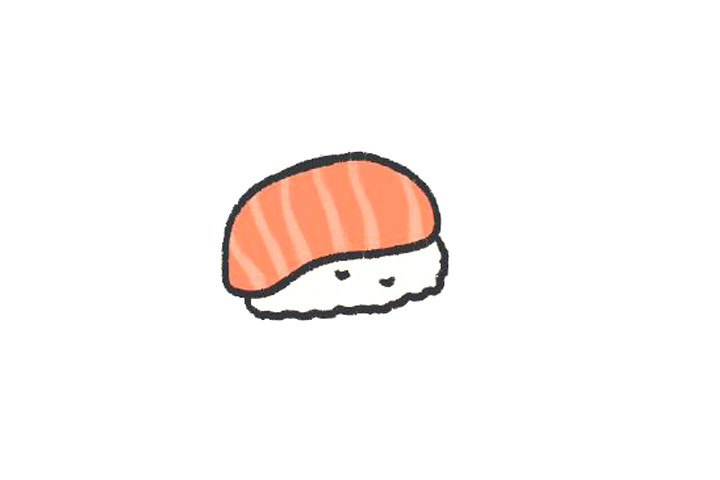 食物简笔画大全 三文鱼寿司怎么画