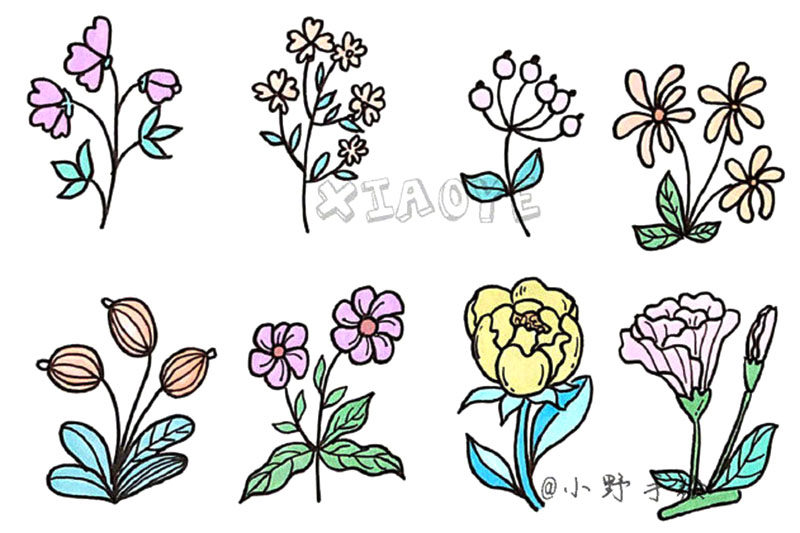 草长莺飞 春天漂亮的花草简笔画图片
