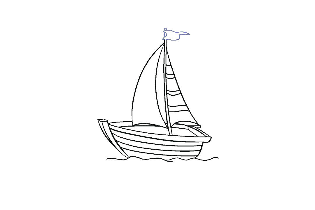 带帆的小木船简笔画