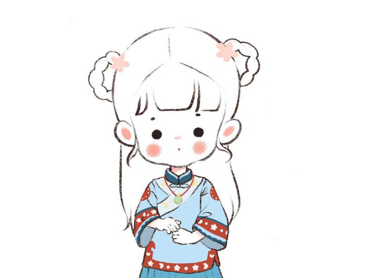 一组可爱漂亮的小女孩简笔画图片