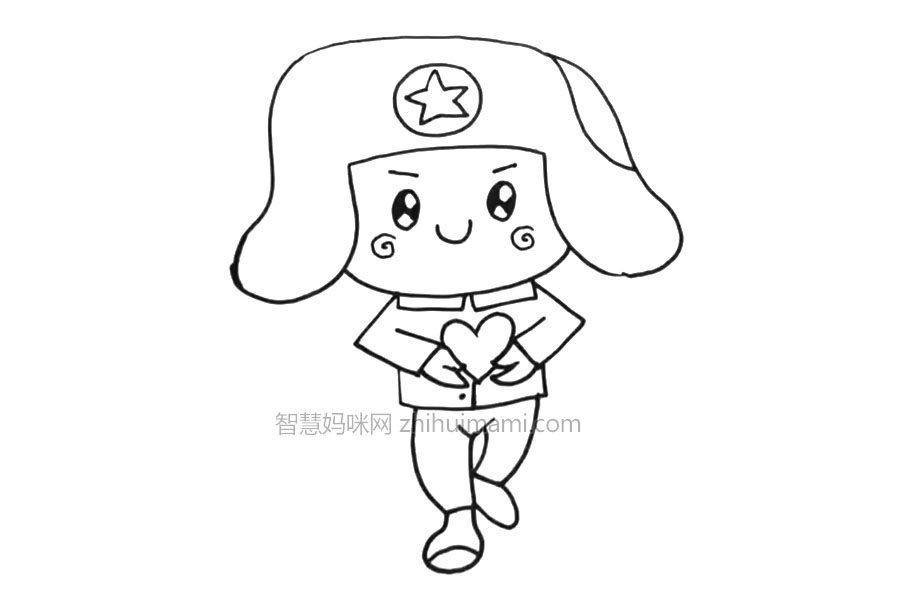 可爱的爱心雷锋怎么画