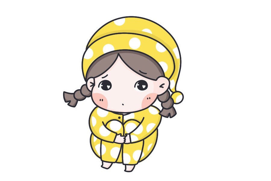 穿着睡衣的小女孩简笔画步骤