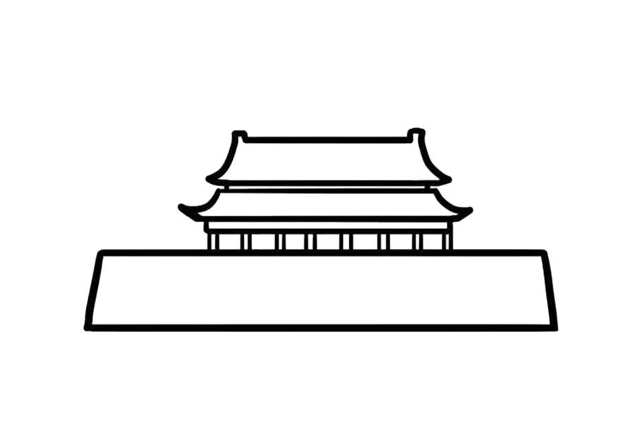 我爱北京天安门简笔画画法步骤