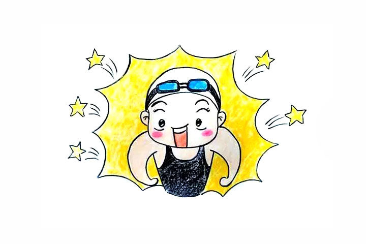 洪荒之力美少女傅园慧简笔画