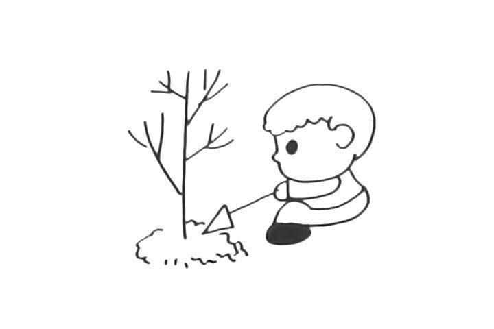 植树小朋友怎么画