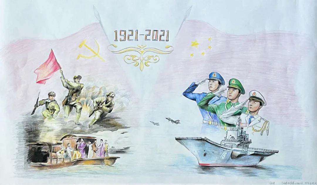 党的纪念 建党一百周年绘画