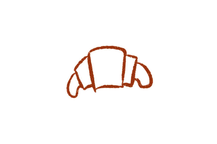 可爱牛角包简笔画画法步骤