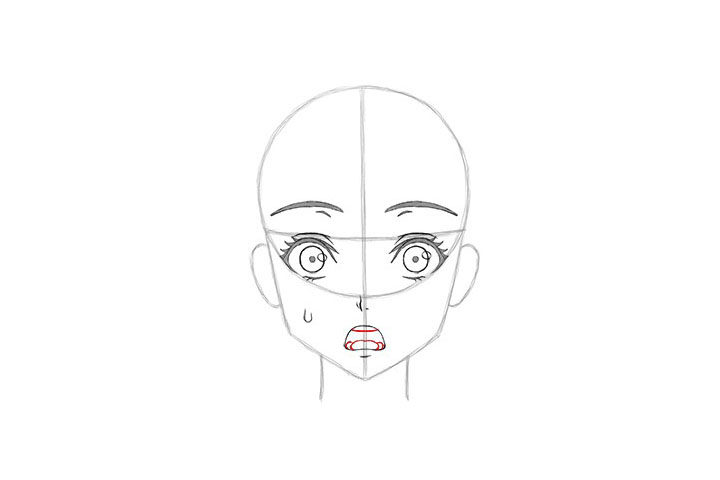 短发女孩惊讶表情的画法