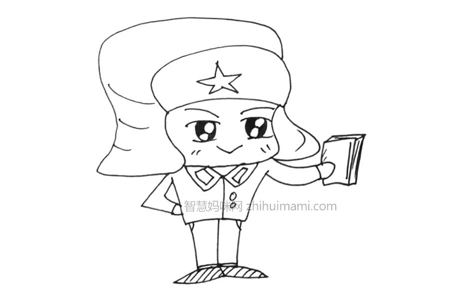Q版爱学习的雷锋怎么画