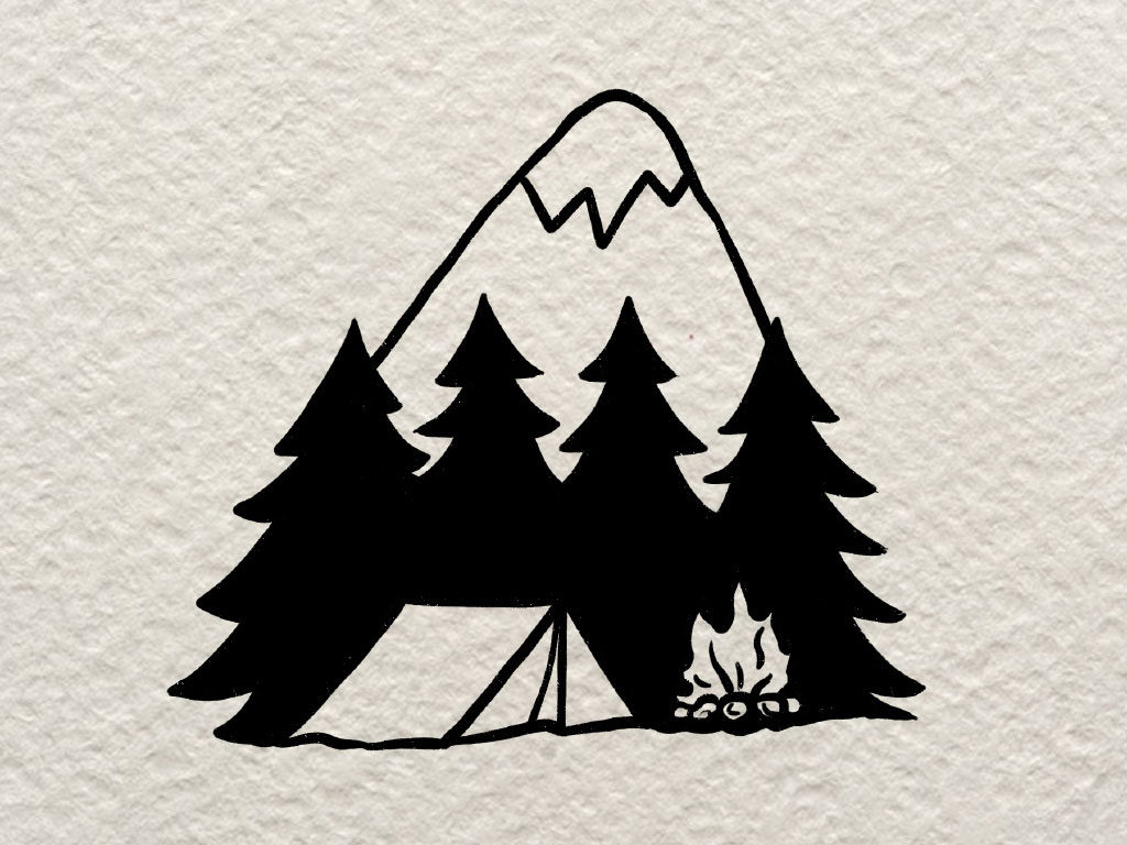 超简单的小山丘露营简笔画