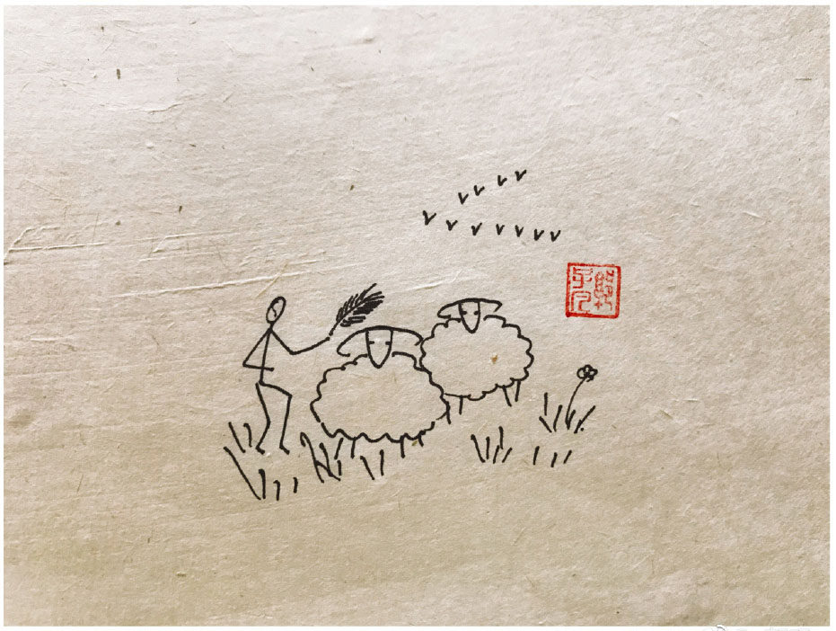 乡村生活风景简笔画图片