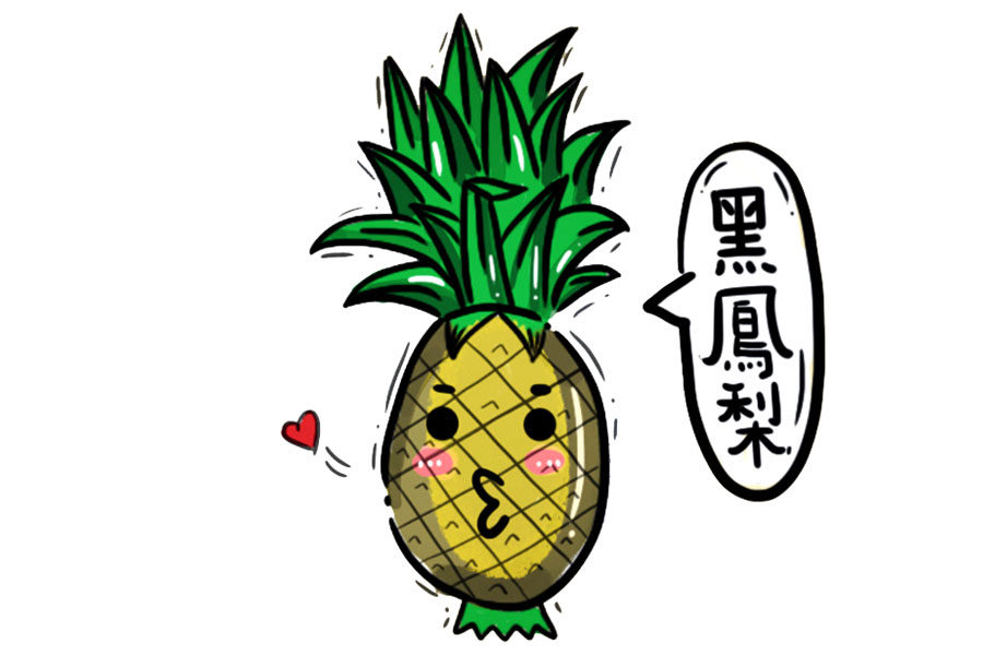 卡通黑凤梨简笔画画法步骤