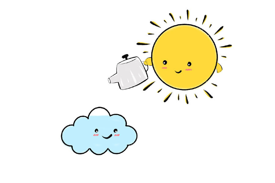 太阳雨的卡通画法