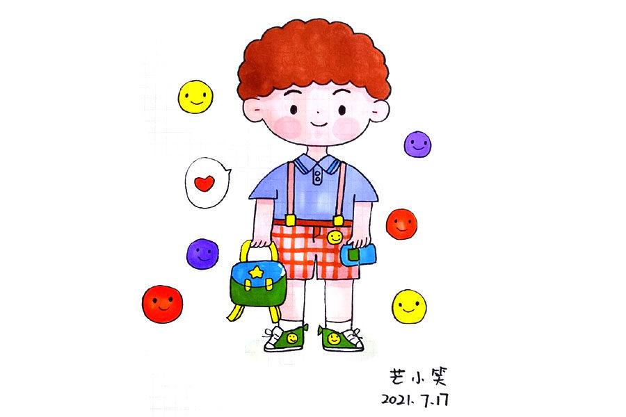 打扮打扮一起去过六一吧！一组漂亮的小朋友简笔画图片