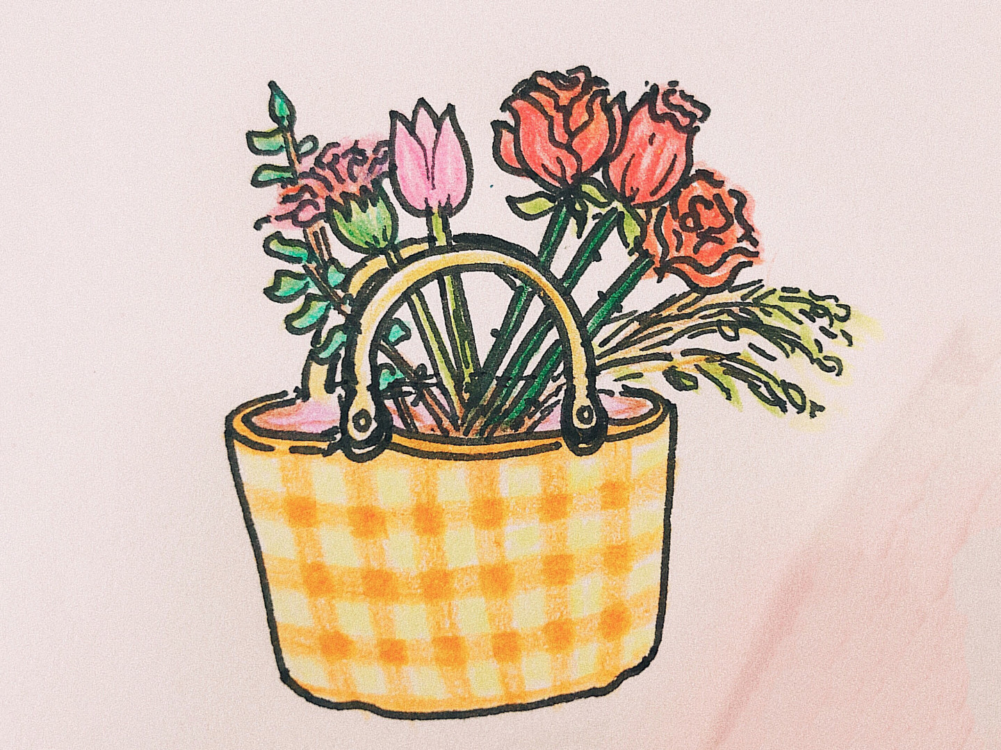 美丽的小花篮怎么画 教师节简笔画素材
