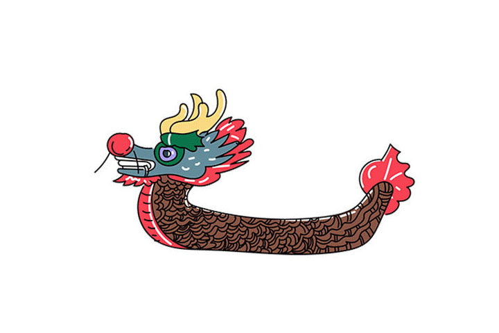 漂亮的端午节龙舟简笔画图片