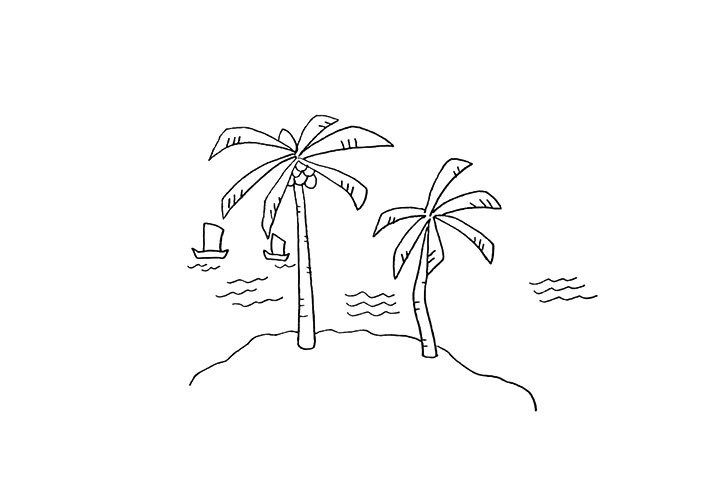椰岛简笔画画法步骤