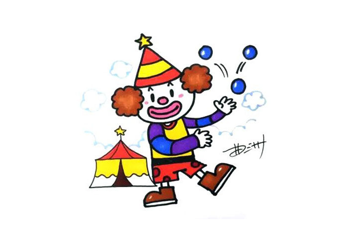 马戏团小丑简笔画画法步骤